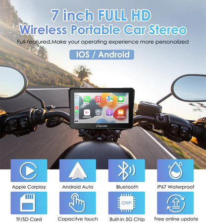 Carpuride W702 Wireless Portable Dual Bluetooth Waterproof IP67 Motorcycle Bluetooth Screen