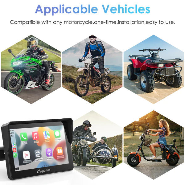 Carpuride W702 Wireless Portable Dual Bluetooth Waterproof IP67 Motorcycle Bluetooth Screen (on pre order) - Riders Junction