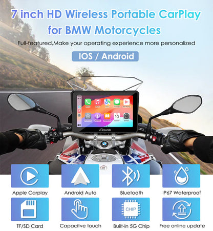 Carpuride W702B Wireless Portable Motorcycle Stereo with BMW Motorcycles Bracket (on pre order) - Riders Junction
