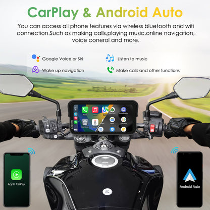Carpuride Universal W603D with TPMS Wireless Portable Motorcycle Stereo with HD Dual Cameras