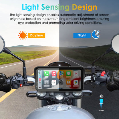 Carpuride Universal W603D with TPMS Wireless Portable Motorcycle Stereo with HD Dual Cameras