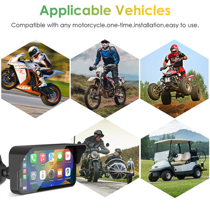 Carpuride Universal W603D with TPMS Wireless Portable Motorcycle Stereo with HD Dual Cameras