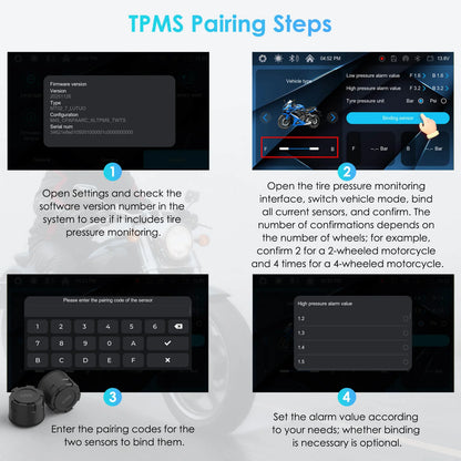 Carpuride Universal W712D with TPMS Rotatable Motorcycle Stereo with GPS Navigation & Dash Cam