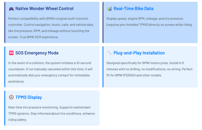 Carpuride W602BS (6 Inch) Motorcycle Stereo-Designed for BMW Motorcycle Compatible with Wonder Wheel Control