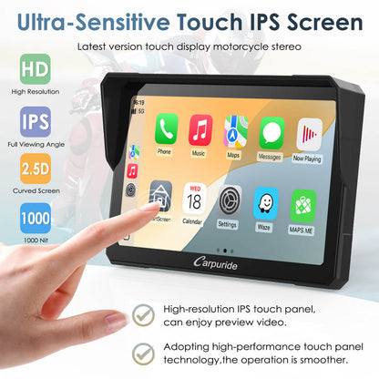 Carpuride W702BS (7 Inch) BMW Motorcycle CarPlay with OEM Controller Integration