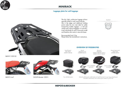 Carrier Mini Rack Ducati Hypermotard 821 SP - Hepco Becker - 6607526 01 01