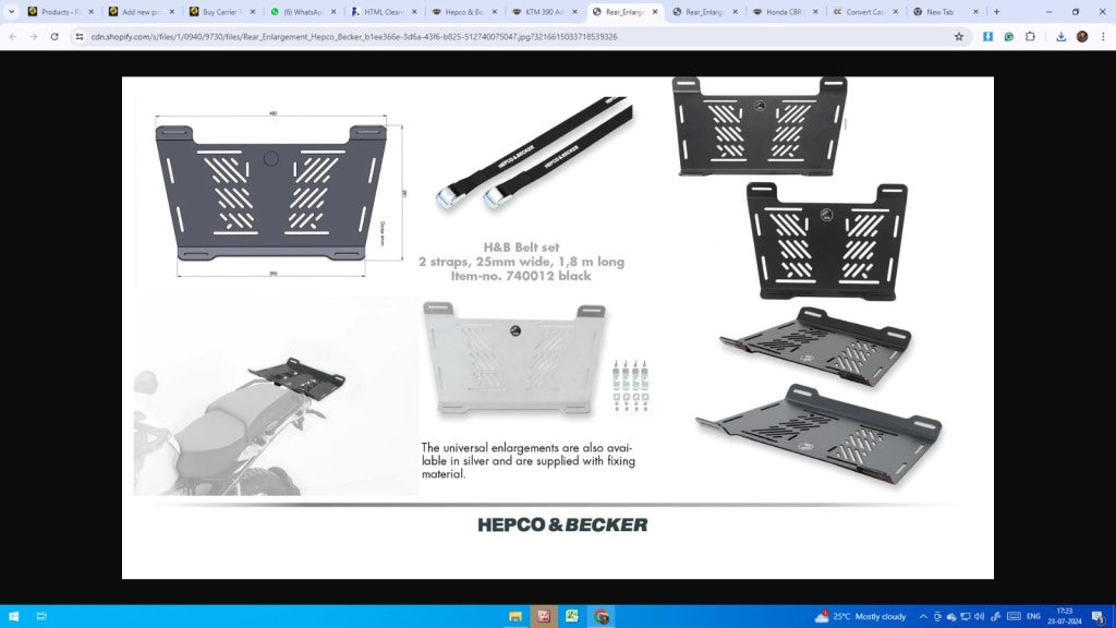 Carrier Rear Rack Enlargement KTM 390 Adventure - Hepco Becker - 8007601 00 01 - Riders Junction