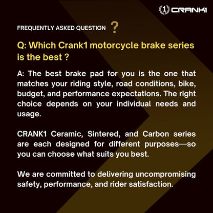 Ceramic Brake Pads For Benelli TNT 25 (2015 Onwards) - Rear - CRM371 - 1 Set - CRANK1
