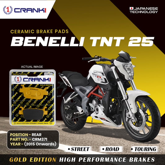Ceramic Brake Pads For Benelli TNT 25 (2015 Onwards) - Rear - CRM371 - 1 Set - CRANK1