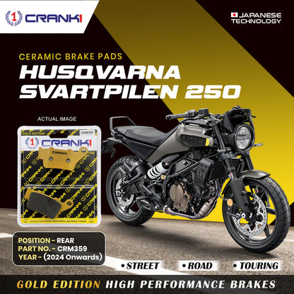 Ceramic Brake Pads For Husqvarna Svartpilen 250 (2024 Onwards) - Rear - CRM359 - 1 Set - CRANK1
