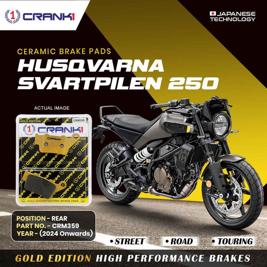Ceramic Brake Pads For Husqvarna Svartpilen 250 (2024 Onwards) - Rear - CRM359 - 1 Set - CRANK1