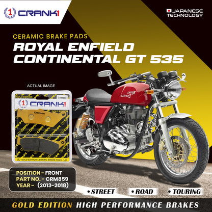 Ceramic Brake Pads For Royal Enfield Continental GT 535 (2013-2018) - Front - CRM859 - 1 Set - CRANK1