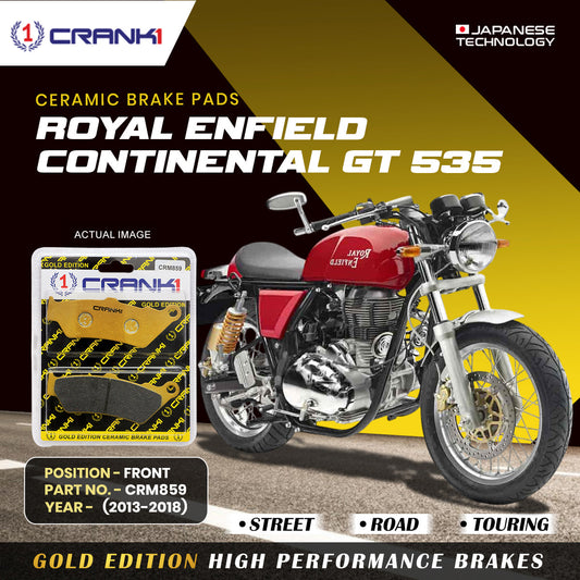 Ceramic Brake Pads For Royal Enfield Continental GT 535 (2013-2018) - Front - CRM859 - 1 Set - CRANK1