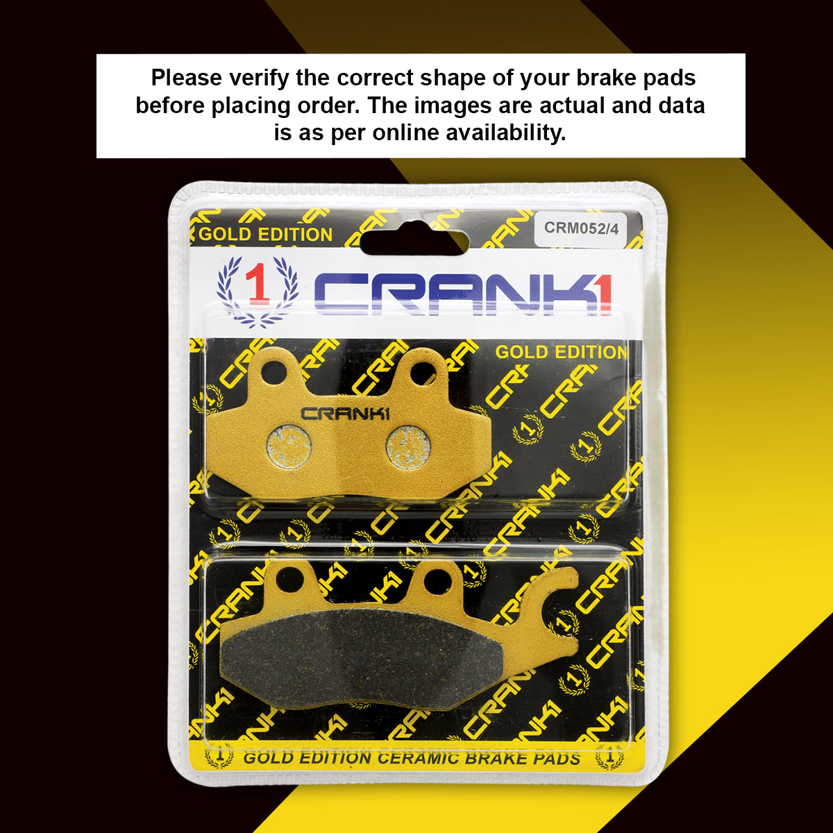 Ceramic Brake Pads For TVS Apache RTR 160 4V - Front - CRM052/4 - 1 Set - CRANK1
