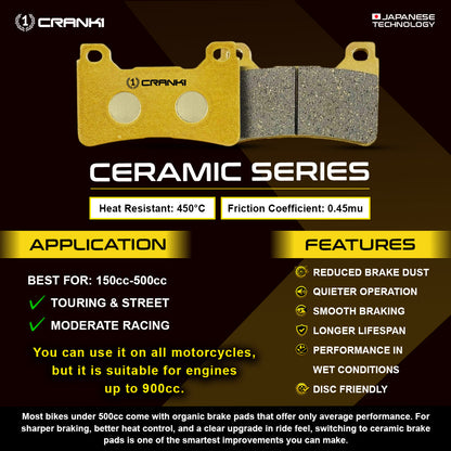 Ceramic Brake Pads For TVS Apache RTX 300 (2025 Onwards) - Front - CRM8609 - 1 Set - CRANK1