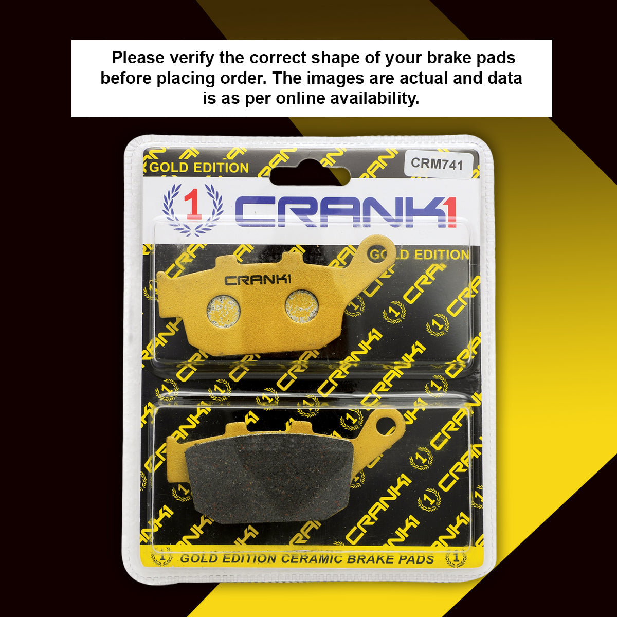 Ceramic Brake Pads For TVS Apache RTX 300 (2025 Onwards) - Rear - CRM741 - 1 Set - CRANK1