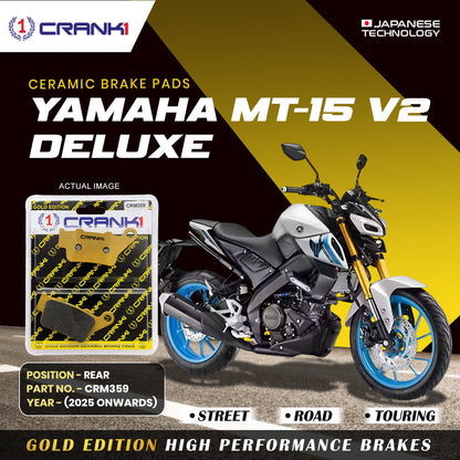 Ceramic Brake Pads For Yamaha MT-15 V2 Deluxe (2025 Onwards) - Rear - CRM359 - 1 Set - CRANK1
