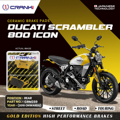Ceramic Brake Pads For Ducati Scrambler 800 Icon (2019 Onwards) - Rear - CRM359 - 1 Set CRANK1
