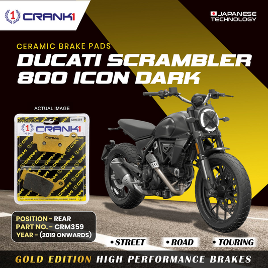 Ceramic Brake Pads For Ducati Scrambler 800 Icon Dark (2019 Onwards) - Rear - CRM359 - 1 Set CRANK1