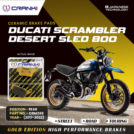 Ceramic Brake Pads For Ducati Scrambler Desert Sled 800 (2017-2022) - Rear - CRM359 - 1 Set CRANK1