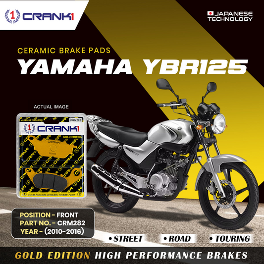 Ceramic Brake Pads For Yamaha YBR125 (2010-2016) - Front - CRM282 - 1 Set - CRANK1