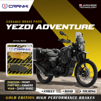 Ceramic Brake Pads For Yezdi Adventure (2022-2025) - Front - CRM859 - CRANK1