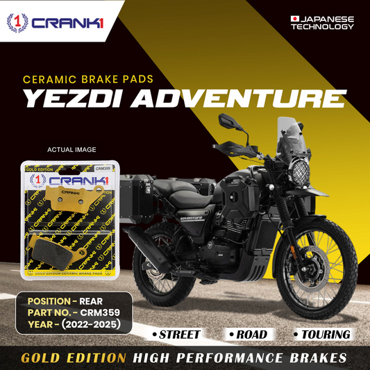 Ceramic Brake Pads For Yezdi Adventure (2022-2025) - Rear - CRM359 - 1 Set CRANK1