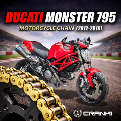 Chain For Ducati Monster 795 (2012-2016) - 525 Pitch x 104 Links Gold (ZVMX) - CRANK1
