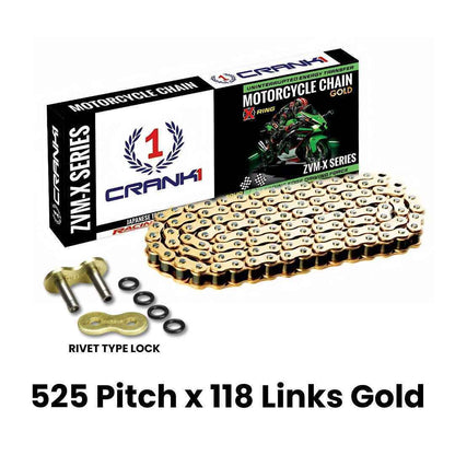Chain For Triumph Street Triple S 765 (2017-2020) - 525 Pitch x 118 Links Gold (ZVMX) - CRANK1