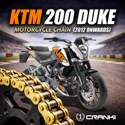 Chain For KTM 200 Duke (2012 Onwards) - 520 Pitch x 118 Links Gold (ZVMX) - CRANK1