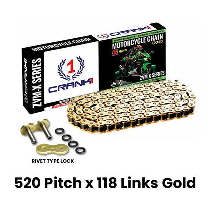 Chain For KTM 200 Duke (2012 Onwards) - 520 Pitch x 118 Links Gold (ZVMX) - CRANK1
