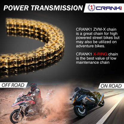 Chain For Honda CB500X (2019-2023) - 520 Pitch x 112 Links Gold (ZVMX) - CRANK1