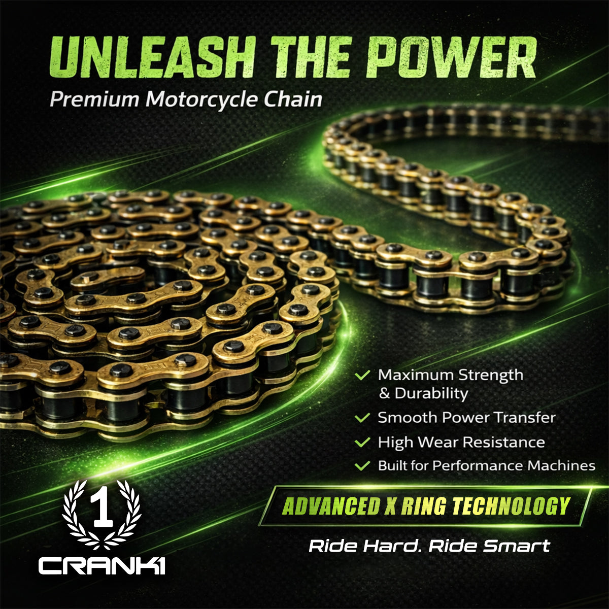Chain For Honda CB500X (2019-2023) - 520 Pitch x 112 Links Gold (ZVMX) - CRANK1
