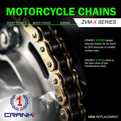 Chain For Honda CB500X (2019-2023) - 520 Pitch x 112 Links Gold (ZVMX) - CRANK1