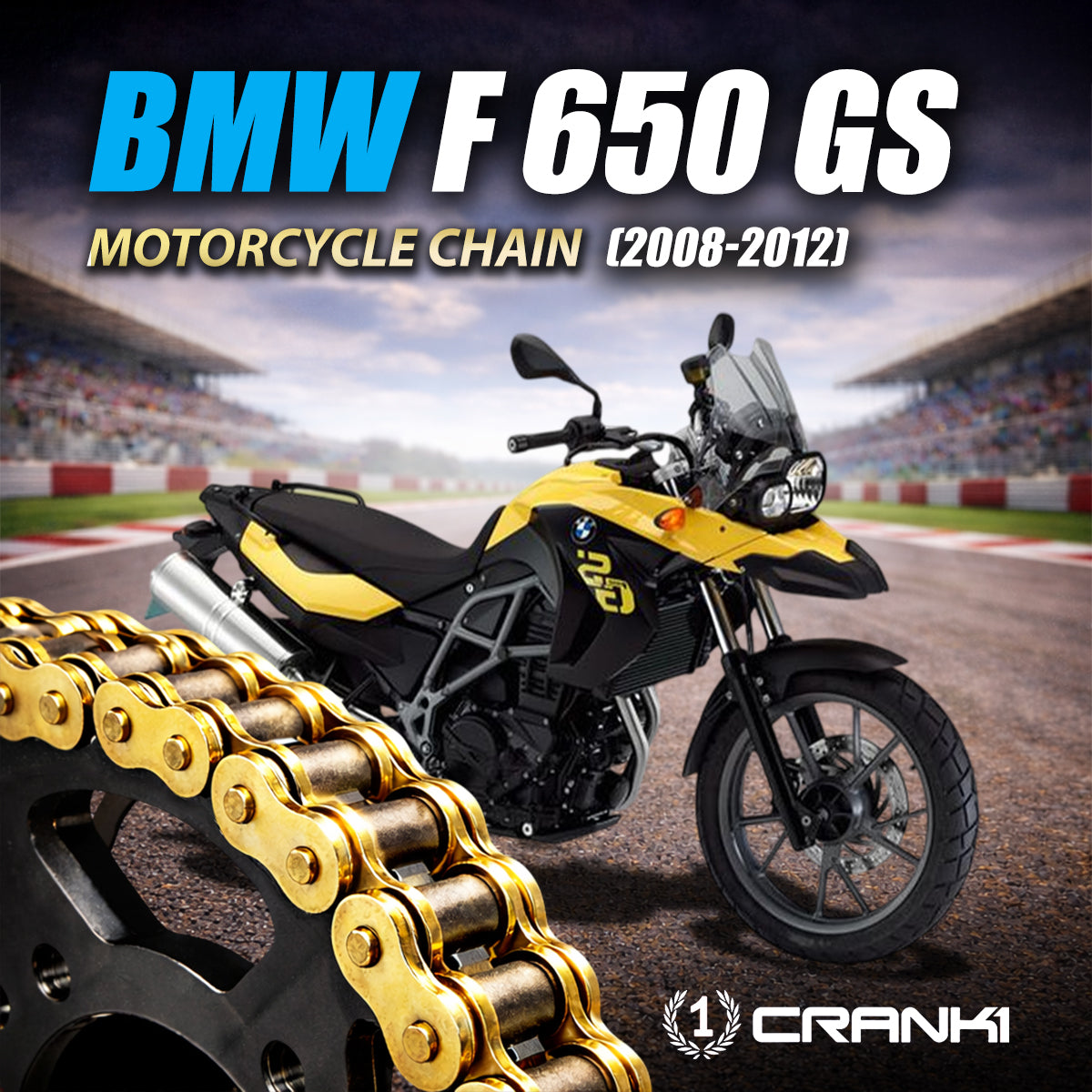 Chain For BMW F 650 GS (2008-2012) - 525 Pitch x 112 Links Gold (ZVMX) - CRANK1
