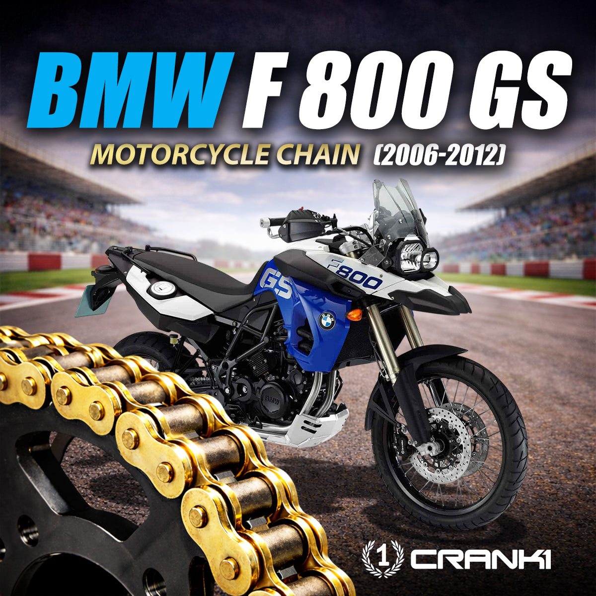 Chain For BMW F 800 GS (2006-2012) - 525 Pitch x 116 Links Gold (ZVMX) - CRANK1