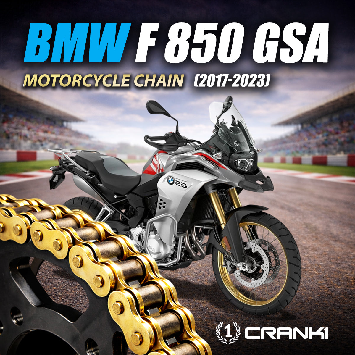 Chain For BMW F 850 GSA (2017-2023) - 525 Pitch x 122 Links Gold (ZVMX) - CRANK1