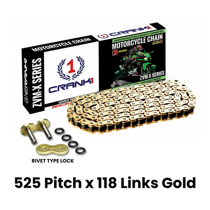 Chain For Ducati Multistrada 1200 DVT (2015-2018) - 525 Pitch x 118 Links Gold (ZVMX) - CRANK1