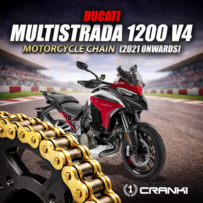 Chain For Ducati Multistrada 1200 V4 (2021 Onwards) - 525 Pitch x 124 Links Gold (ZVMX) - CRANK1