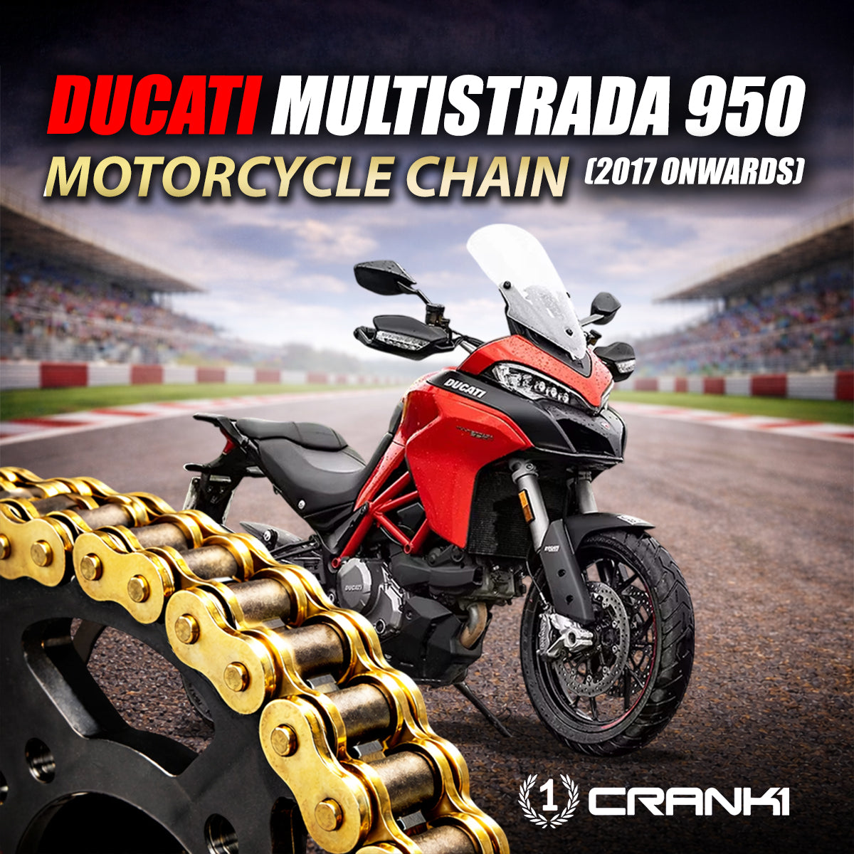 Chain For Ducati Multistrada 950 (2017 Onwards) - 525 Pitch x 114 Links Gold (ZVMX) - CRANK1