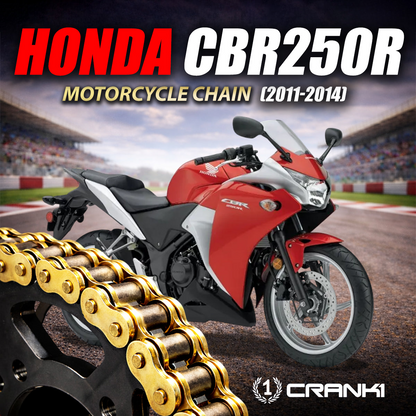 Chain For Honda CBR250R (2011-2014) - 520 Pitch x 108 Links Gold (ZVMX) - CRANK1
