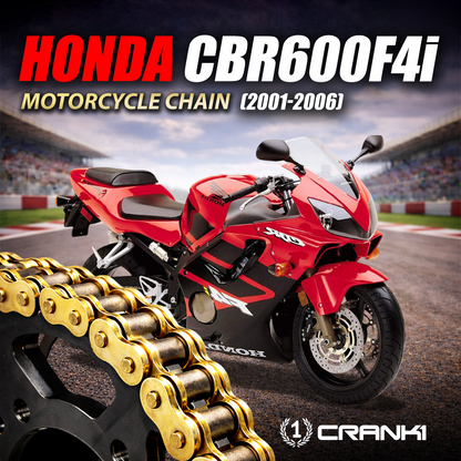 Chain For Honda CBR600F4i (2001-2006) - 525 Pitch x 112 Links Gold (ZVMX) - CRANK1