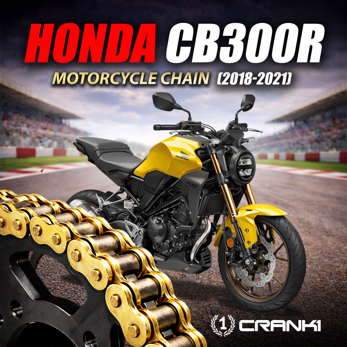 Chain For Honda CB 300R (2018-2021) - 520 Pitch x 112 Links Gold (ZVMX) - CRANK1