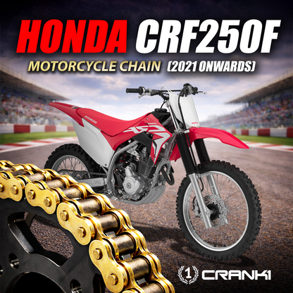Chain For Honda CRF250F (2021 Onwards) - 520 Pitch x 116 Links Gold (ZVMX) - CRANK1