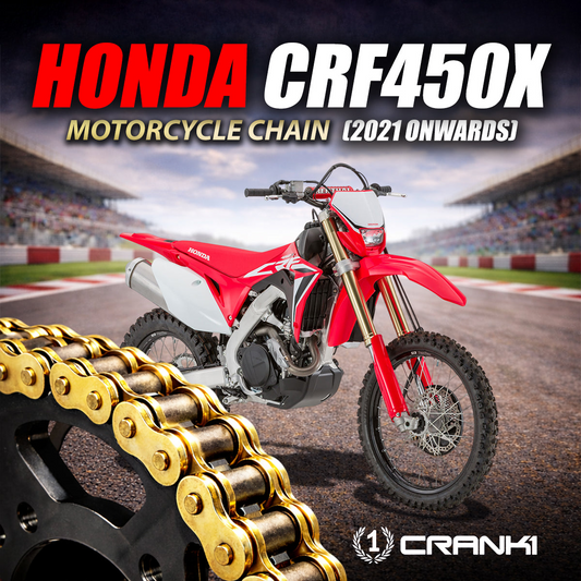 Chain For Honda CRF450X (2021 Onwards) - 520 Pitch x 114 Links Gold (ZVMX) - CRANK1