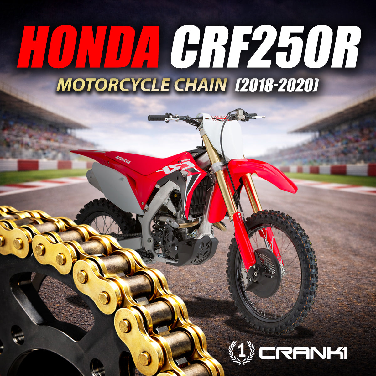 Chain For Honda CRF 250R (2018-2020) - 520 Pitch x 114 Links Gold (ZVMX) - CRANK1