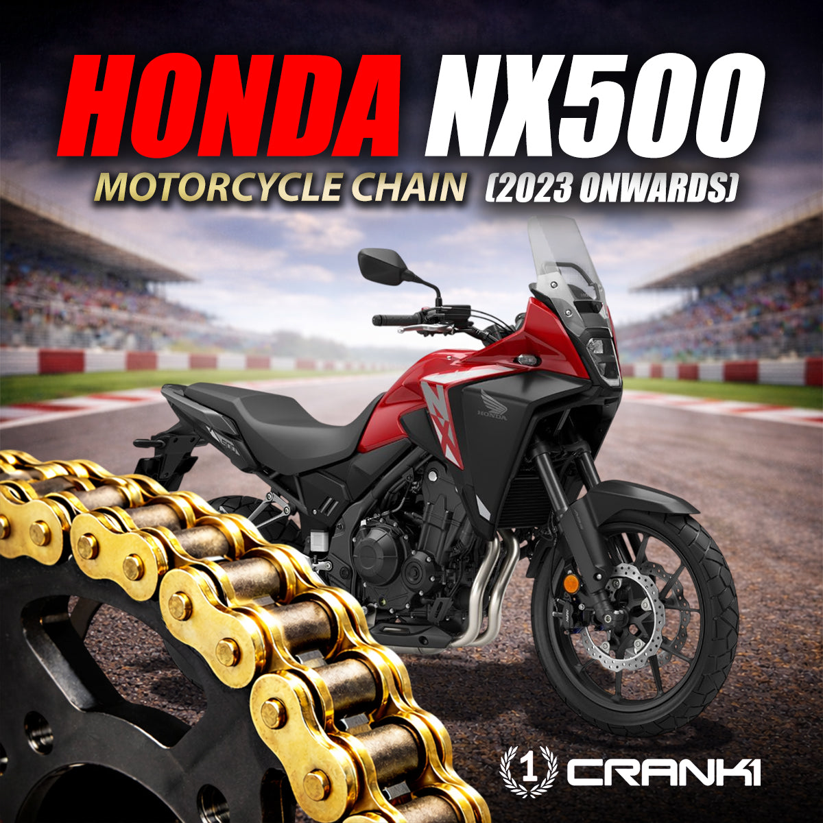 Chain For Honda NX500 (2023 Onwards) - 520 Pitch x 112 Links Gold (ZVMX) - CRANK1