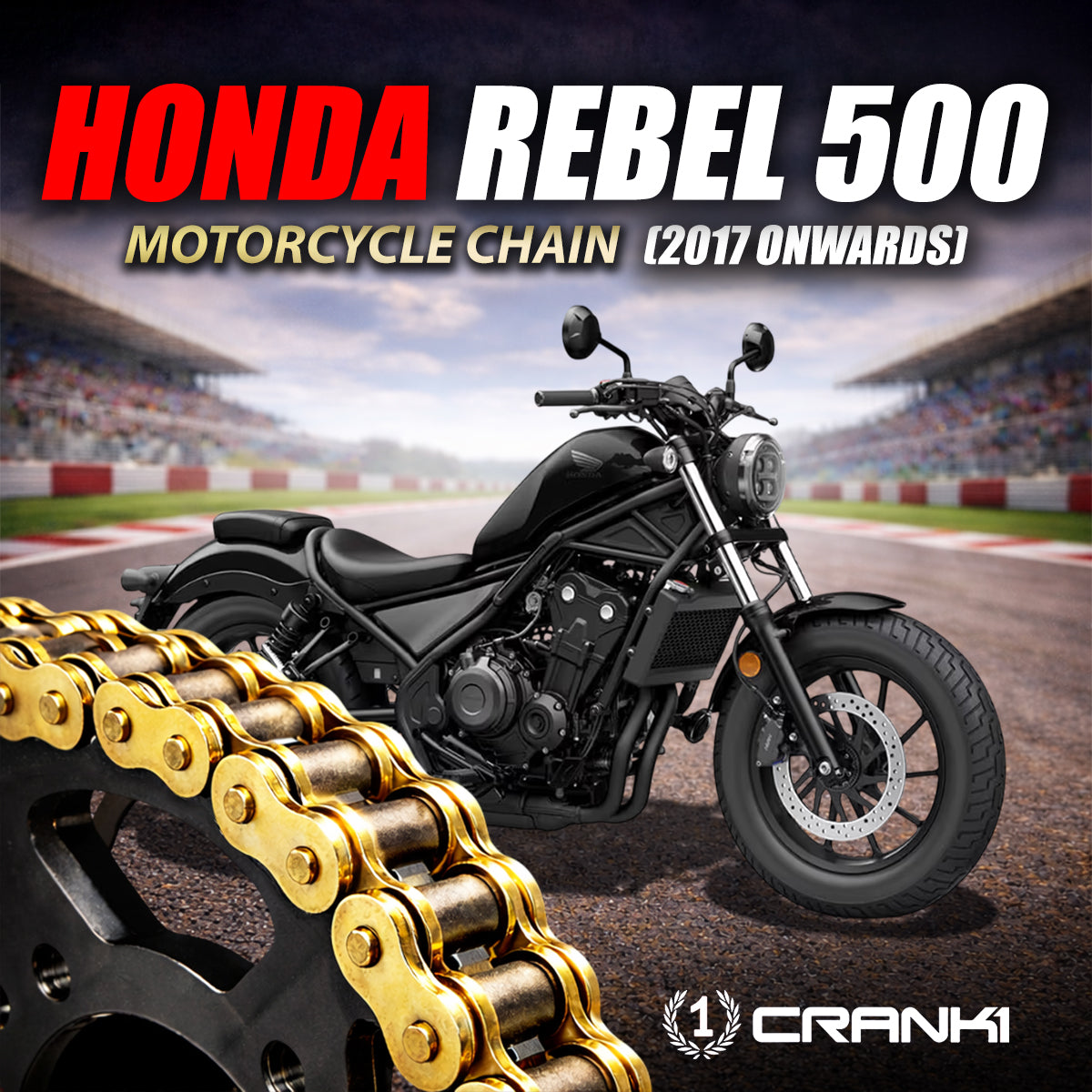 Chain For Honda Rebel 500 (2017 Onwards) - 520 Pitch x 112 Links Gold (ZVMX) - CRANK1