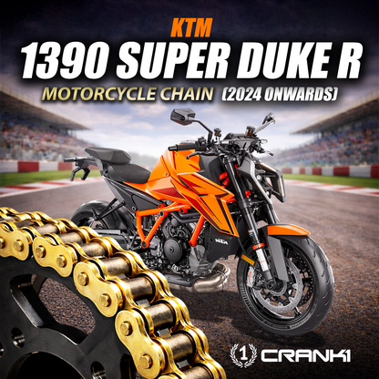 Chain For KTM 1390 Super Duke R (2024 Onwards) - 525 Pitch x 112 Links Gold (ZVMX) - CRANK1