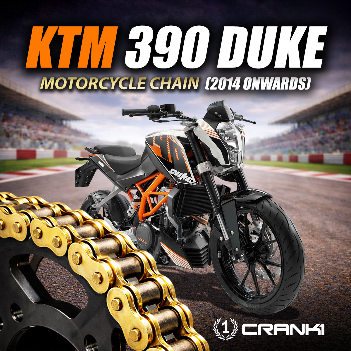 Chain For KTM 390 Duke (2014 Onwards) - 520 Pitch x 112 Links Gold (ZVMX) - CRANK1